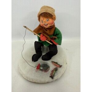 Vintage 1997 Annalee Mobiltee Ice Fishing Boy No Box